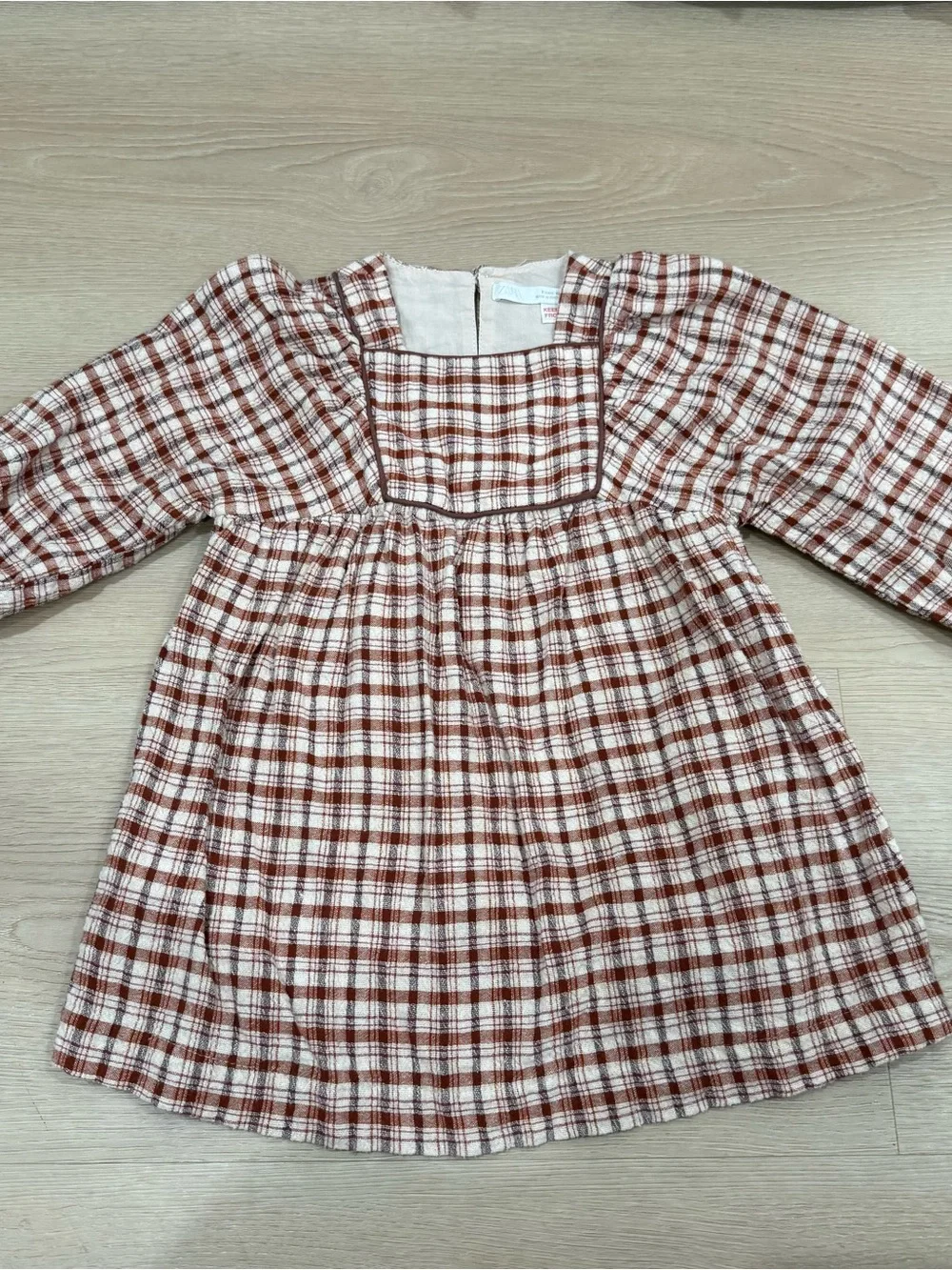 Zara Kids Plaid Long Sleeve Cotton Dress 2T